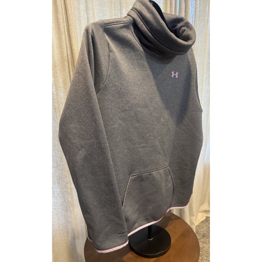 Under Armour ColdGear Women's XL Gray Pink Cowl Neck Pullover Sweatshirt